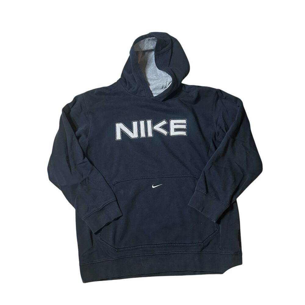 Vintage Black Nike Hoodie Embroidered Spell Out 2000s Y2K Sports Sz XL